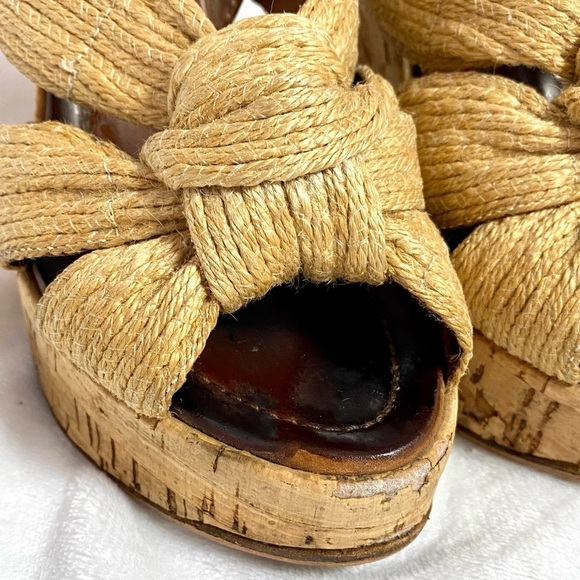 Dolce & Gabbana jute knot peep toe sling back wedges size 8.5 - Picture 4 of 16